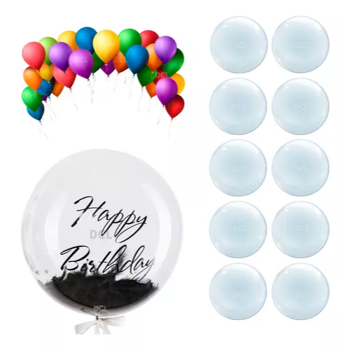 Kit Com 10 Balão Bubble Bexiga 24'' 60cm - Festa Cristal