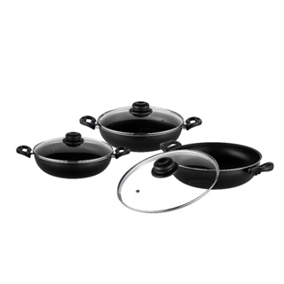 Jogo De Frigideira Conjunto Wok Antiaderente 3 Tamanhos 26, 28 E 30 em Oferta na Shopee