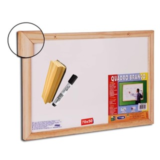Lousa Quadro Branco 70X50cm  Escolar Moldura Madeira + 1 Marcador e 1 Apagador em Oferta na Shopee