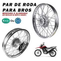 Jogo Roda Jante Raiada Raio 4mm ou Inox Tambor Bros125/150 Ks Montada (só instalar)
