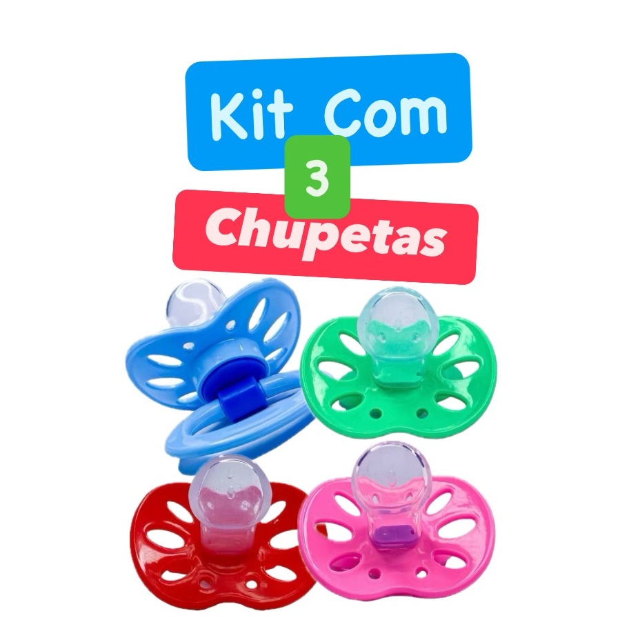 KIT 3 CHUPETAS BARATINHO BICO SILICONE MACIO ORTO OU REDONDO FASE 2 em Oferta na Shopee