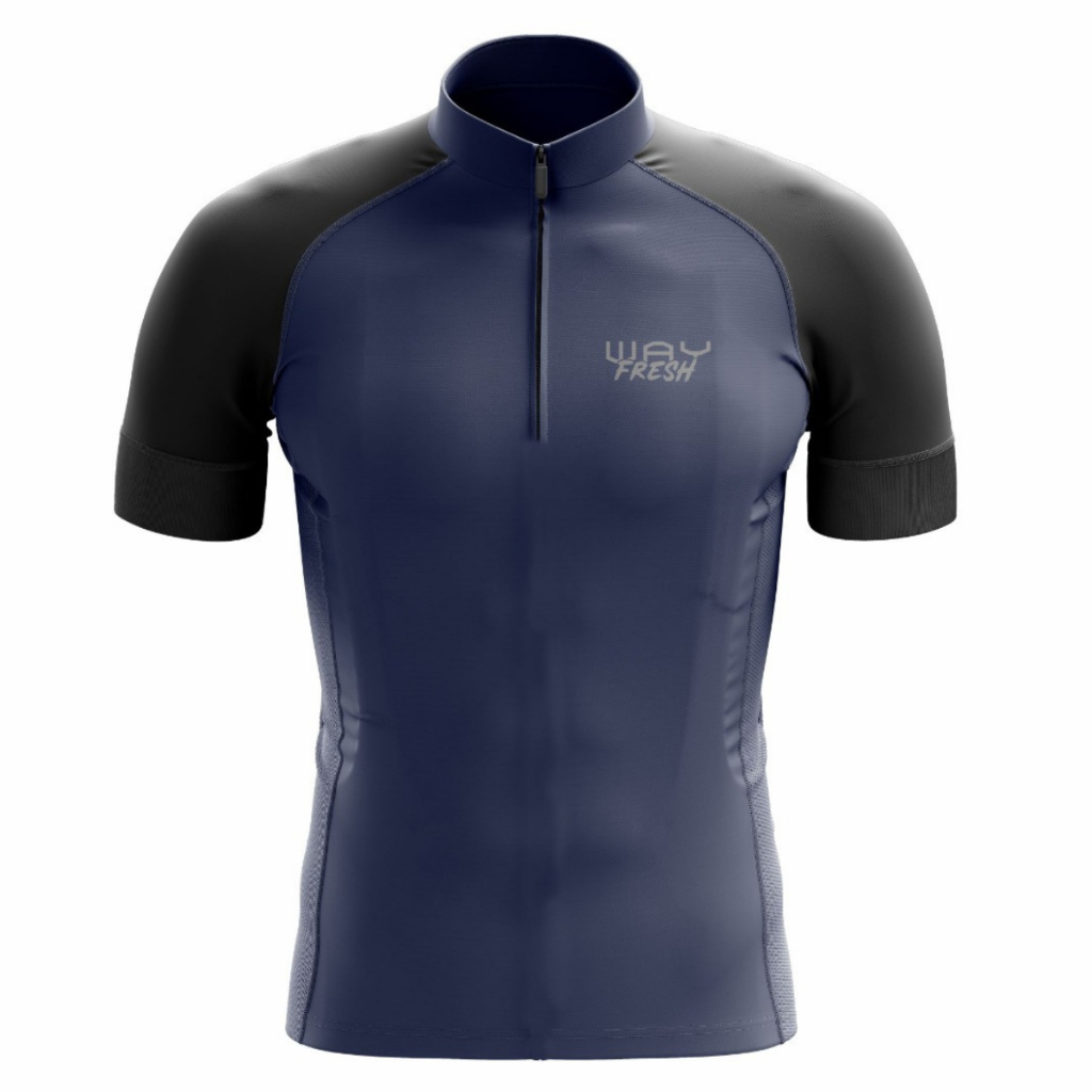 Camisa Camiseta Ciclismo Masculina Manga Curta Proteção UV Azul Roupa Bike Pedal