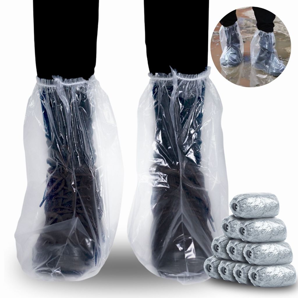 Kit 100 Bota Plástica 36cm Polietileno Impermeavél Multifuncional Frigorifico Hospitais Laboratórios