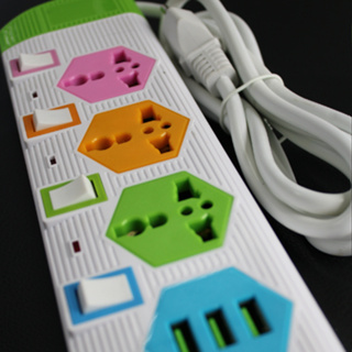 Extensão Grande 2 Metros Multiuso Filtro de linha Bivolt botão acionador 5 entradas 3 portas USB 10a Bivolt Casa Quarto em Oferta na Shopee