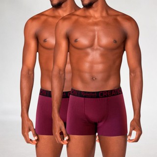Kit 2 Cuecas Boxer Adulto Lisa com Elástico Bordado Confortável Box Masculina Forro em Algodão