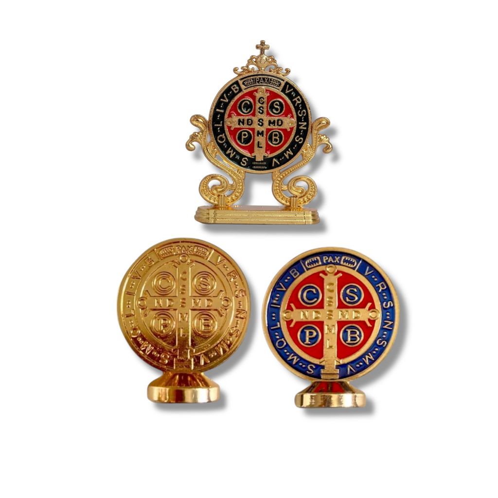Medalha de São Bento Colorido Painel de Carro Dupla Face 6CM em Oferta na Shopee
