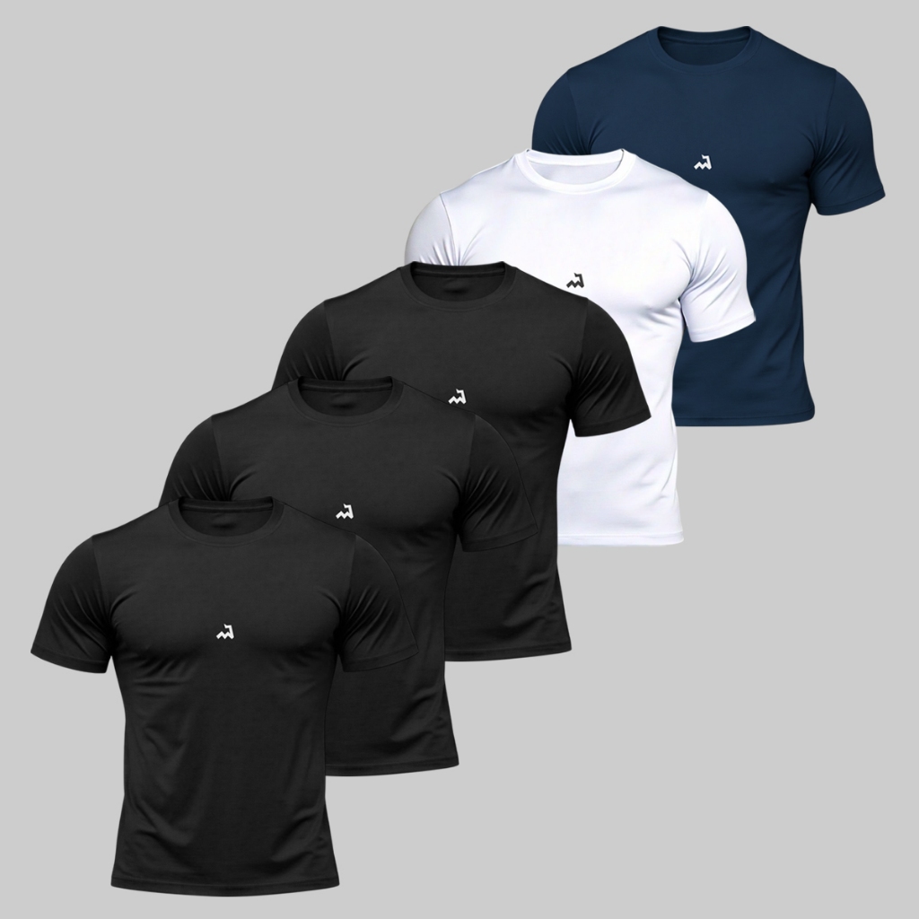 Kit 5 Camiseta Dry Fit Masculina Fitness Academia Corrida Poliester Treino Proteção UV Anti Suor