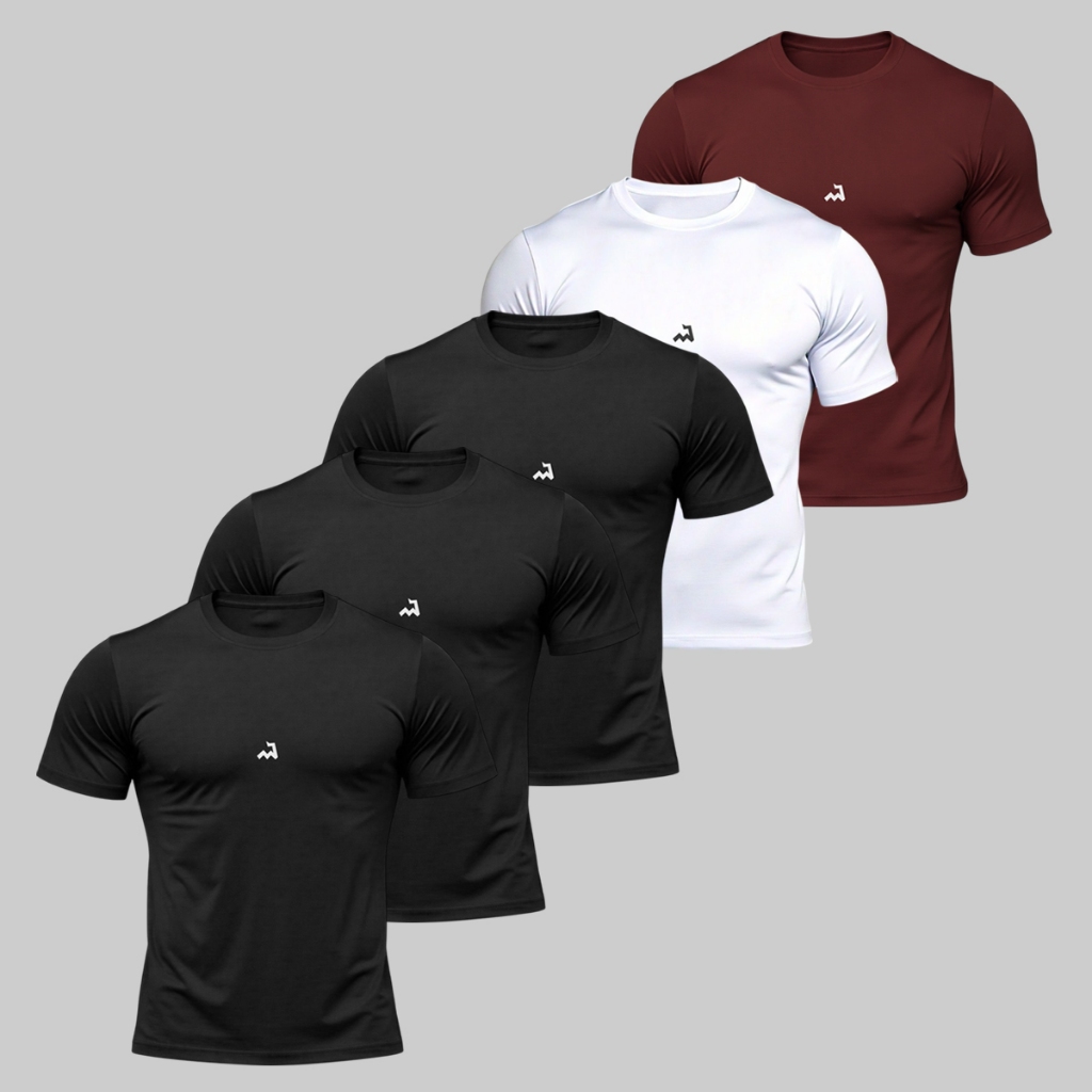 Kit 5 Camiseta Dry Fit Masculina Fitness Academia Corrida Poliester Treino Proteção UV Anti Odor