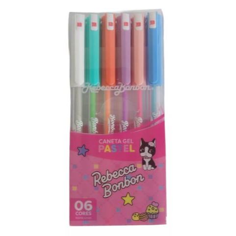 Caneta Gel Pastel ou Glitter Kit c/ 6 Cores Rebecca Bombom