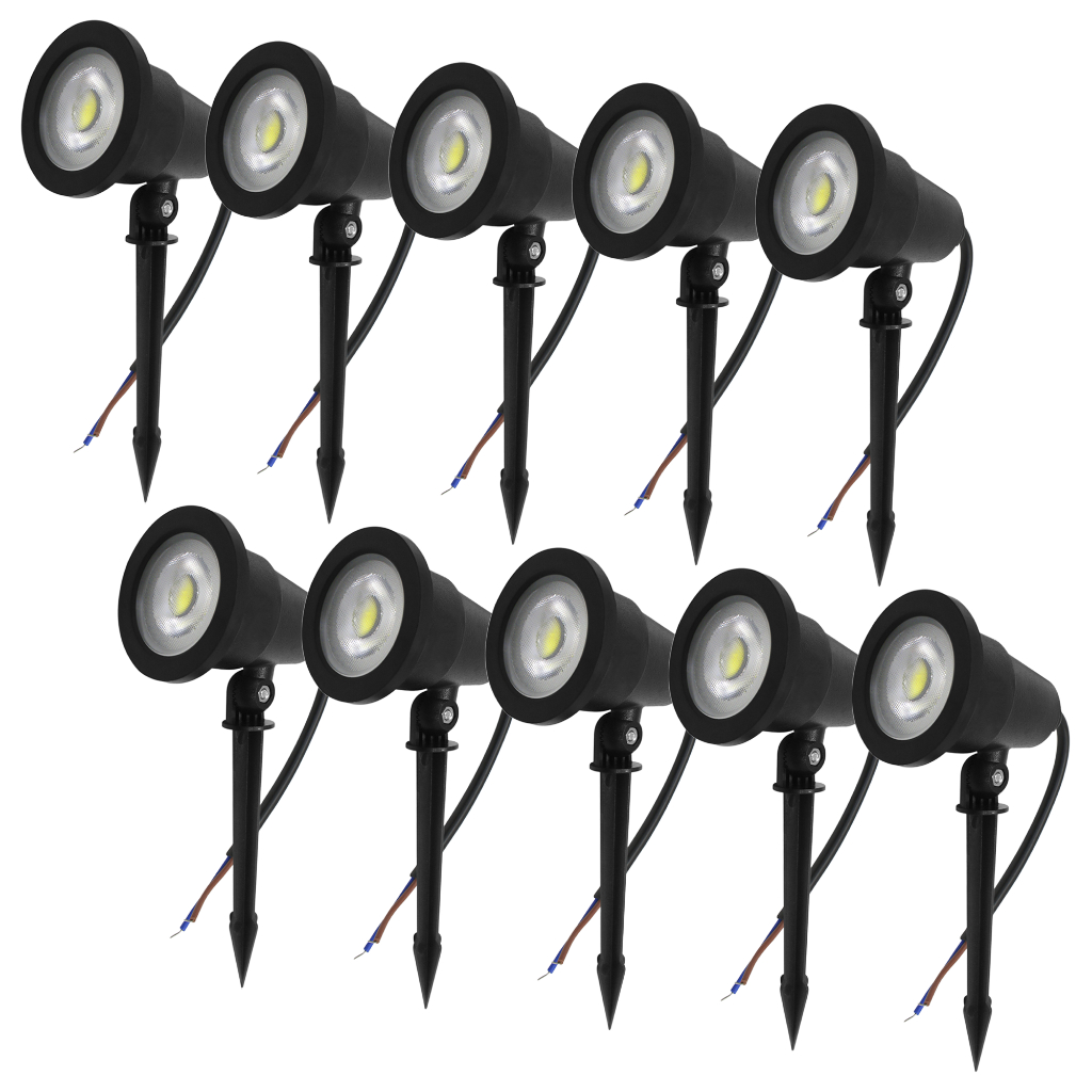 Kit 10 Luminária Espeto Jardim 7w Bivolt Cob Led Prova Dágua