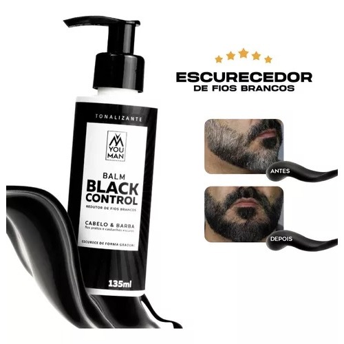 SENSACIONAL Balm escurecedor Black Control YouMan | Cabelo e barba | 135 ml Castanho e Preto