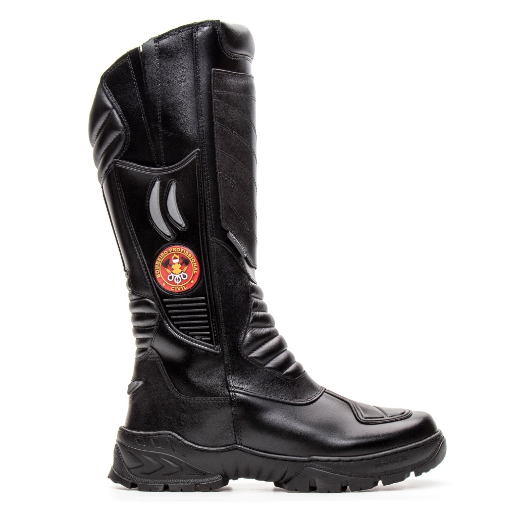 Bota Longa Coturno Bombeiro Militar Civil 100% Couro + Palmilha Gel com CA 49.709