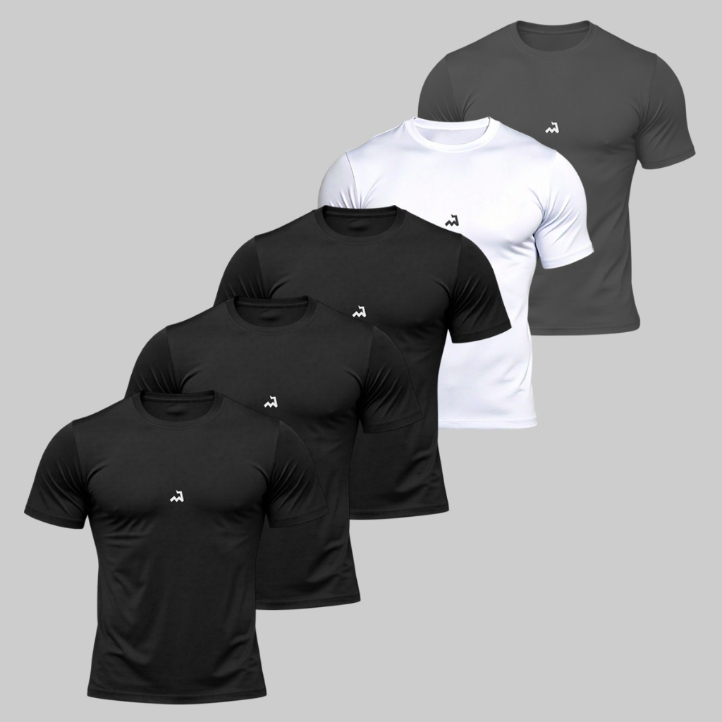 Kit 5 Camiseta Dry Fit Masculina Fitness Academia Corrida Poliester Treino Proteção UV Anti Suor