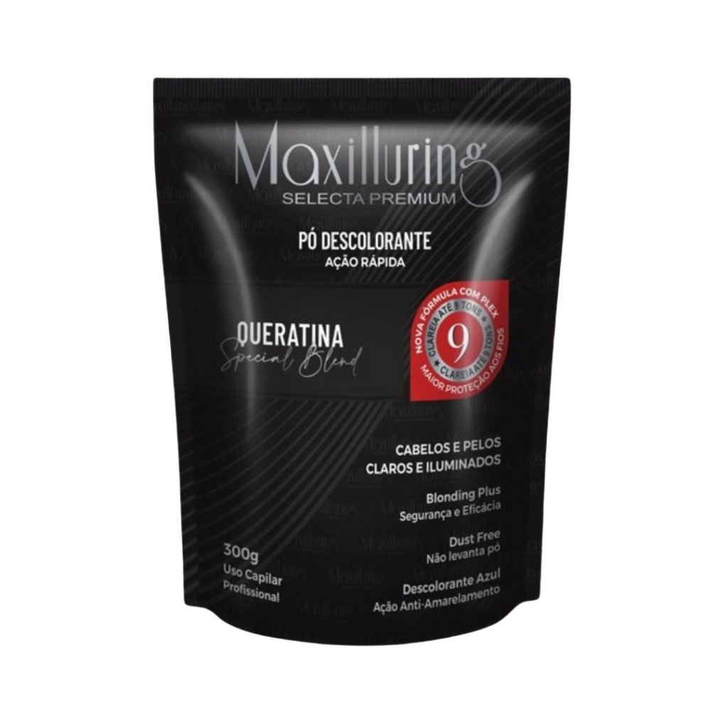 Pó Descolorante Queratina Azul Ação Imediata Profissional Maxilluring 300g