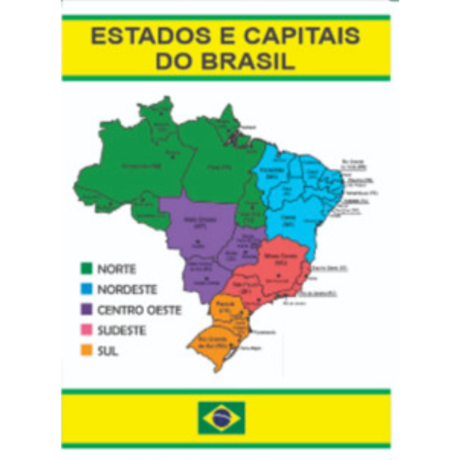 BANNER ARTE PRONTA PEDAGÓGICO - ESTADOS E CAPITAIS DO BRASIL em Oferta na Shopee