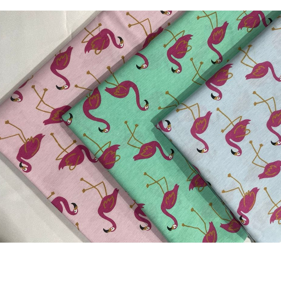 Tecido TRICOLINE Estampado Mista 1,50m Flamingo 67% Algodão 33% Poliéster Animais