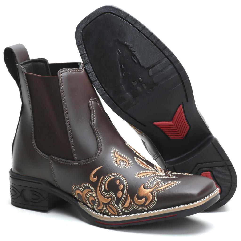 Botina Bota Feminina Cano Curto Country Texana Rodeio Roça Cor Café Envio Imediato Cowboy ...