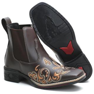 Botina Bota Feminina Cano Curto Country Texana Rodeio Roça Cor Café Envio Imediato Cowboy Floral Orange em Oferta na Shopee