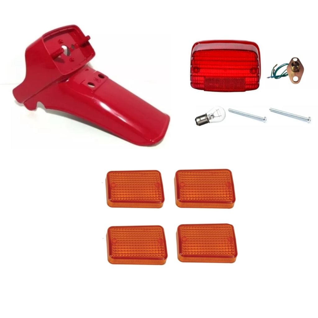 Paralama Traseiro Cg 83 A 85 Vermelho Lente Pisca E Traseira