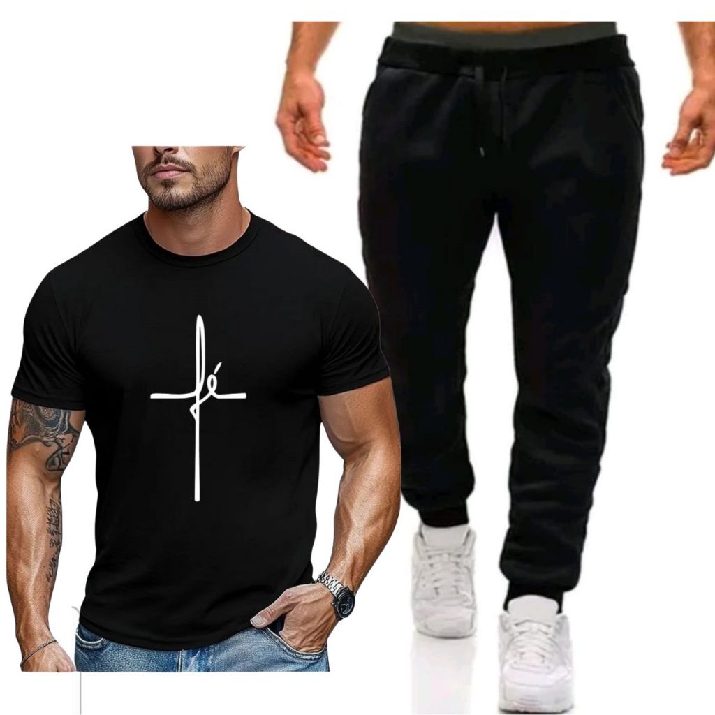 kits Camisetas FÉ/Calças MOLETON estilo esporte fino com alta qualidade pata qualquer tipo de eventos esportivos casuais