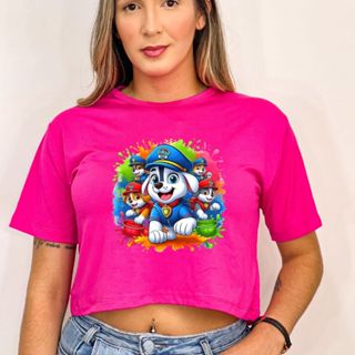 Cropped feminino estampa patrulha canina 4 Ccamiseta T-shirt em Oferta na Shopee