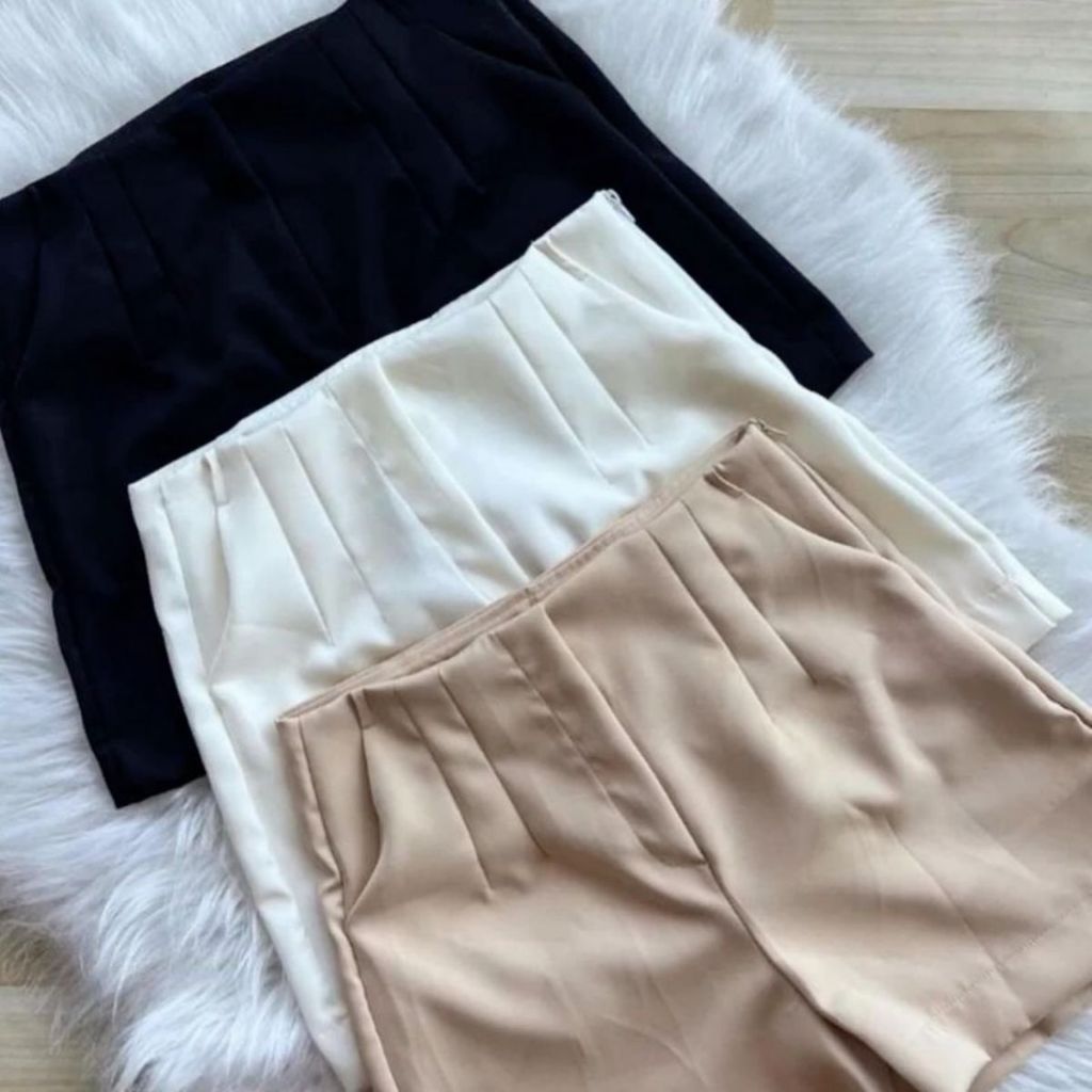 SHORT ALFAITARIA FEMININO ZARA CINTURA ALTA COM ZÍPER NA LATERAL MODA