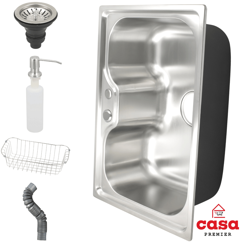 Cuba 50x40cm Pia Cozinha Gourmet Com Acessórios Dispenser Válvula Escoamento e Escorredor de Louças