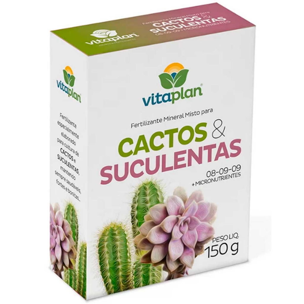 Adubo Fertilizante Misto Cactos e Suculentas NPK 08 09 09 + Micronutrientes - 150g Vitaplan