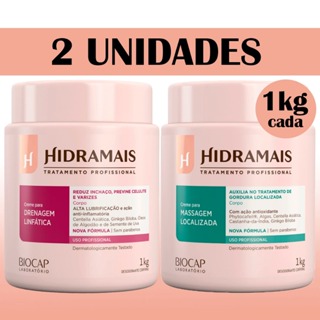 Kit Com 1 Creme Hidramais para Drenagem Linfática 1kg + 1 Creme Hidramais para Massagem Localizada 1kg em Oferta na Shopee