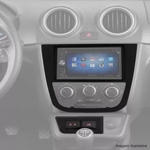 Moldura De Painel Central Multimidia Mp5 2 Din Gol G5 Prata