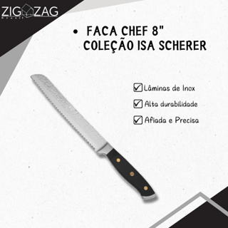 Faca para Pão 8" Coleção Isa Scherer Prata lâmina em Aço Inox resistente à corrosão em Oferta na Shopee