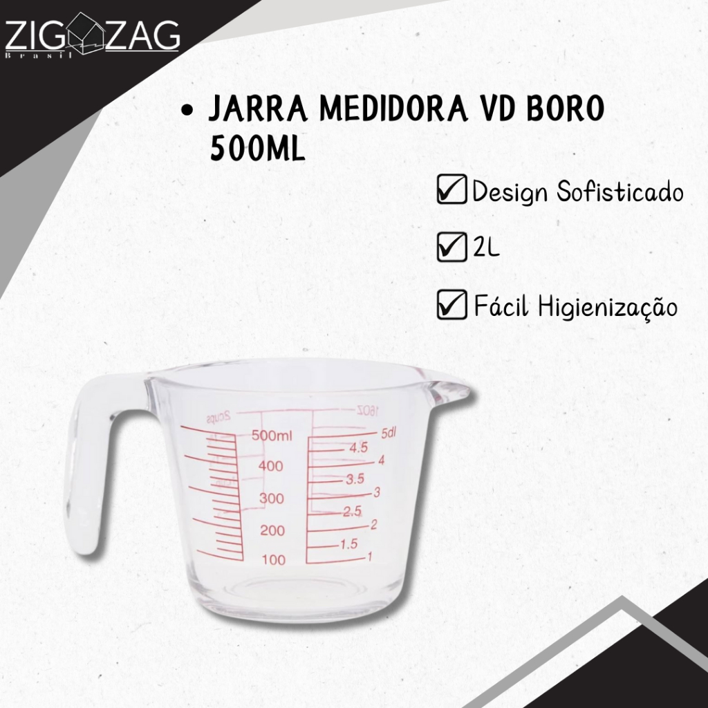 Jarra medidora de Vidro  Borossilicato 500ML Resistente em Oferta na Shopee