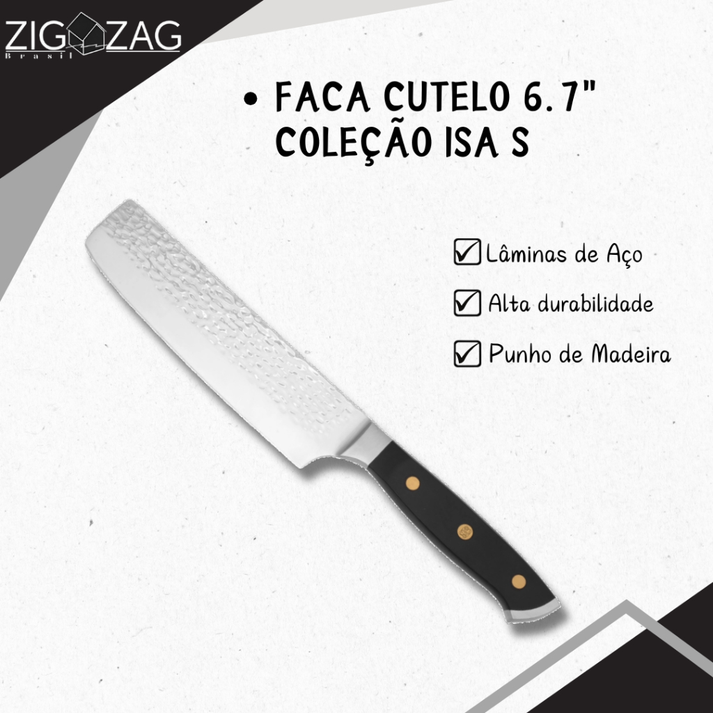 Faca Cutelo 6.7" Inox Coleção Isa Scherer Prata  Mimo Style em Oferta na Shopee