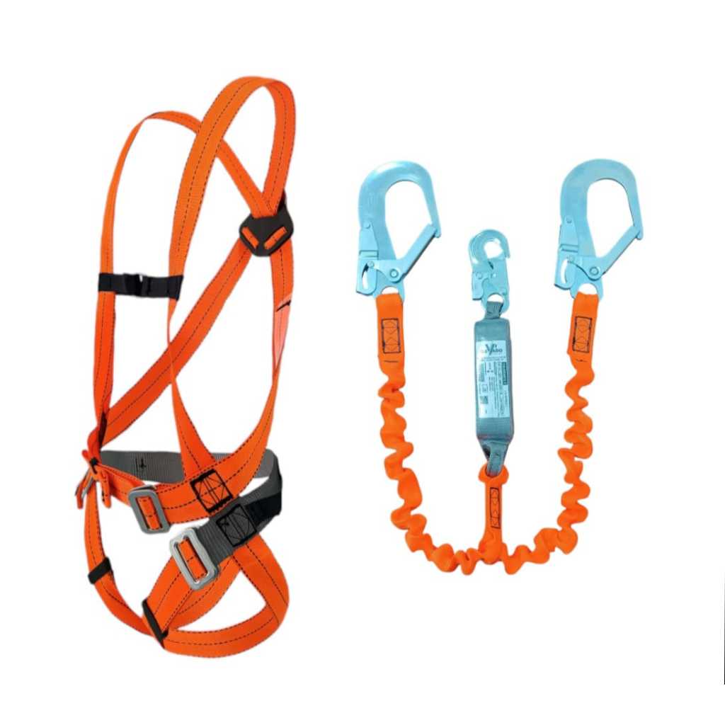 KIT CINTO PARAQUEDISTA 1.3  ANCORAGEM E AJUSTES + TALABARTE  DUPLO ELASTIZADO Y PARA TRABALHO EM ALTURA - ELEVADO CINTOS