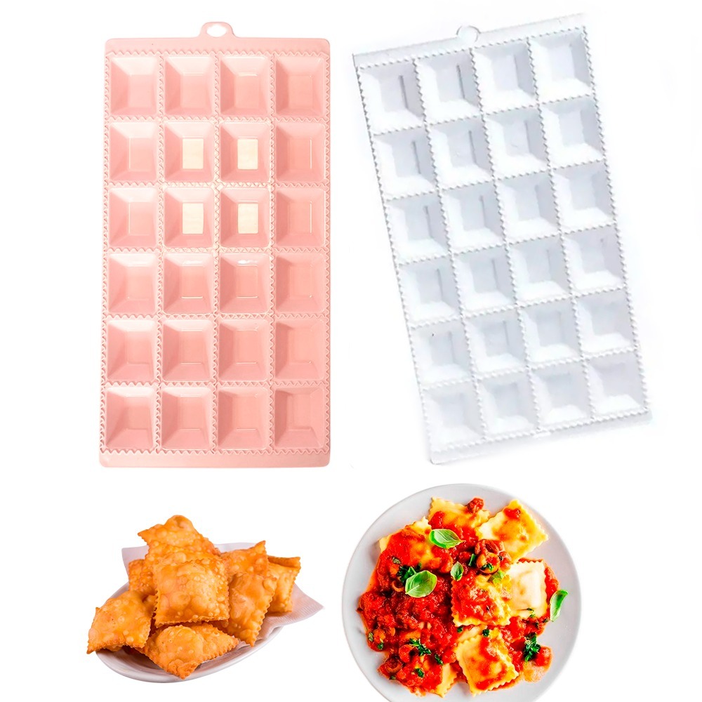 Forma Para Ravioli e Mini Pastel Branco e Rosa Faz 24 Recheado em Oferta na Shopee