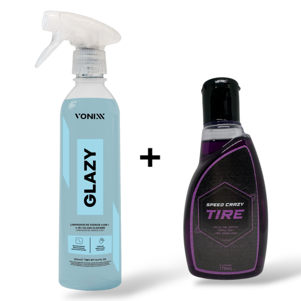 Glazy 500ml Vonixx + Tire Brilha Pneu 170ml Speed Crazy