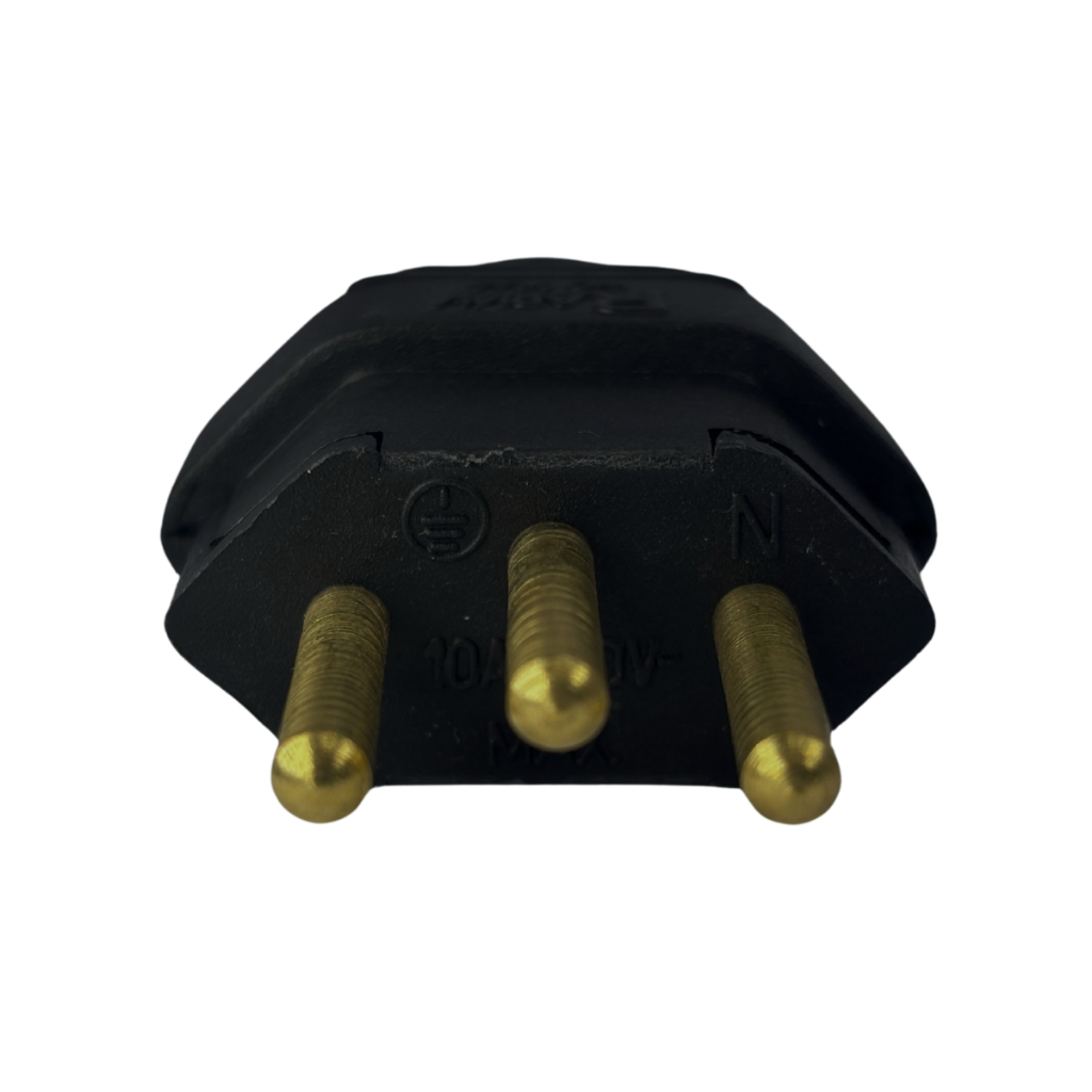 Plug Macho Tomada 3 Pinos 250v Bivolt Preto 10a