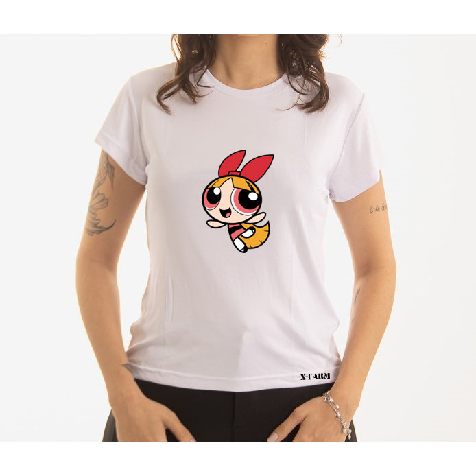 Camiseta Baby Look Feminina Florzinha Meninas Super Poderosas  Moda Feminina Lançamento