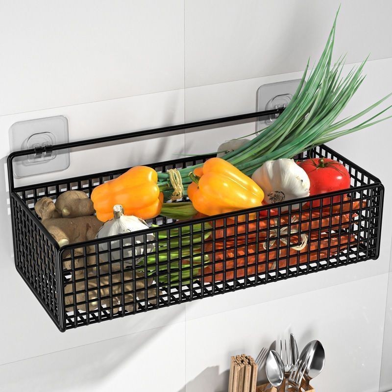 Organizador Prateleira De Cozinha Banheiro Preto Prateleira De Armazenamento Minimalista De Ferro Para Temperos E Alho M