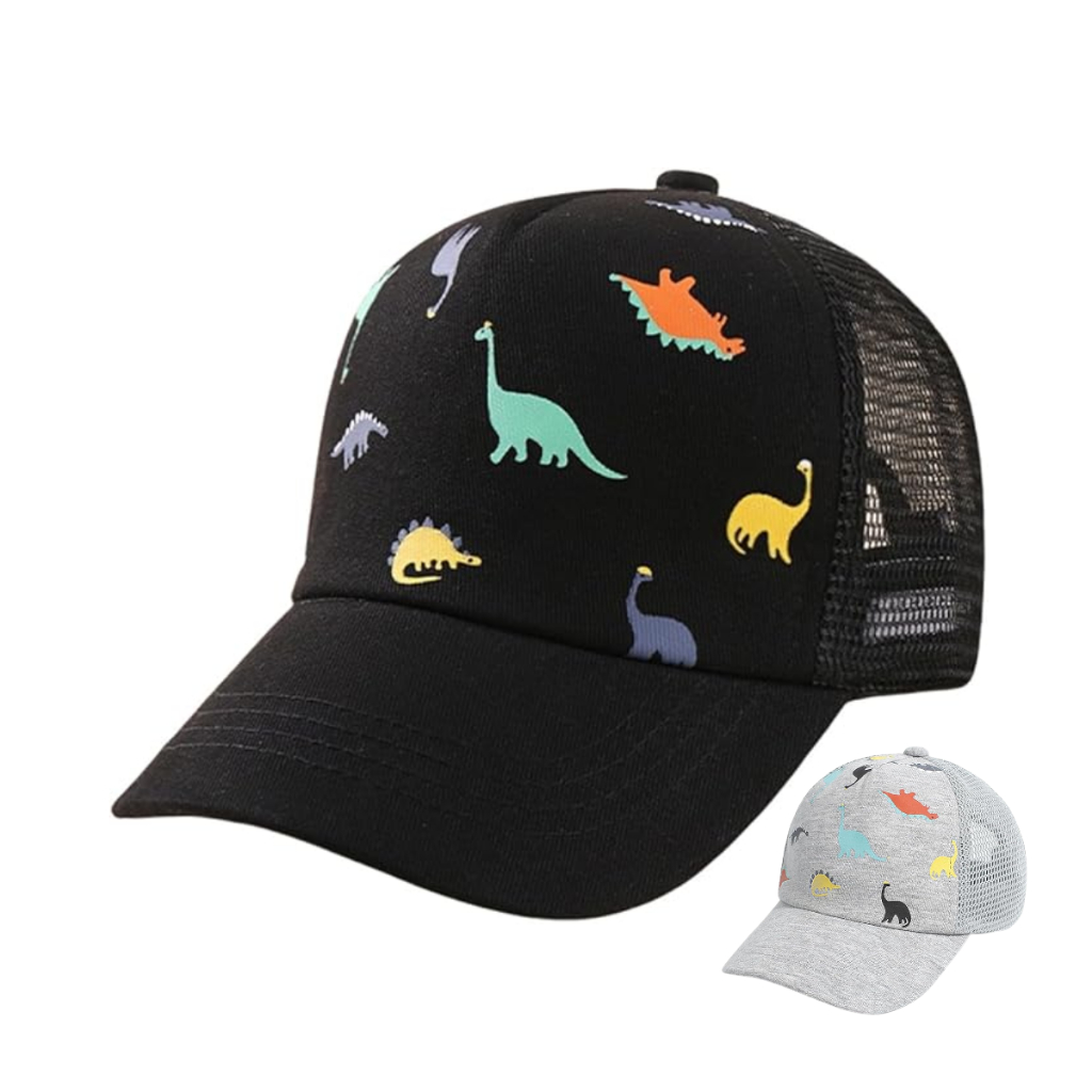 Boné infantil Menino Dinossauro Telinha Truck Estampado 02 a 05 Boné de Criança 01 a 05