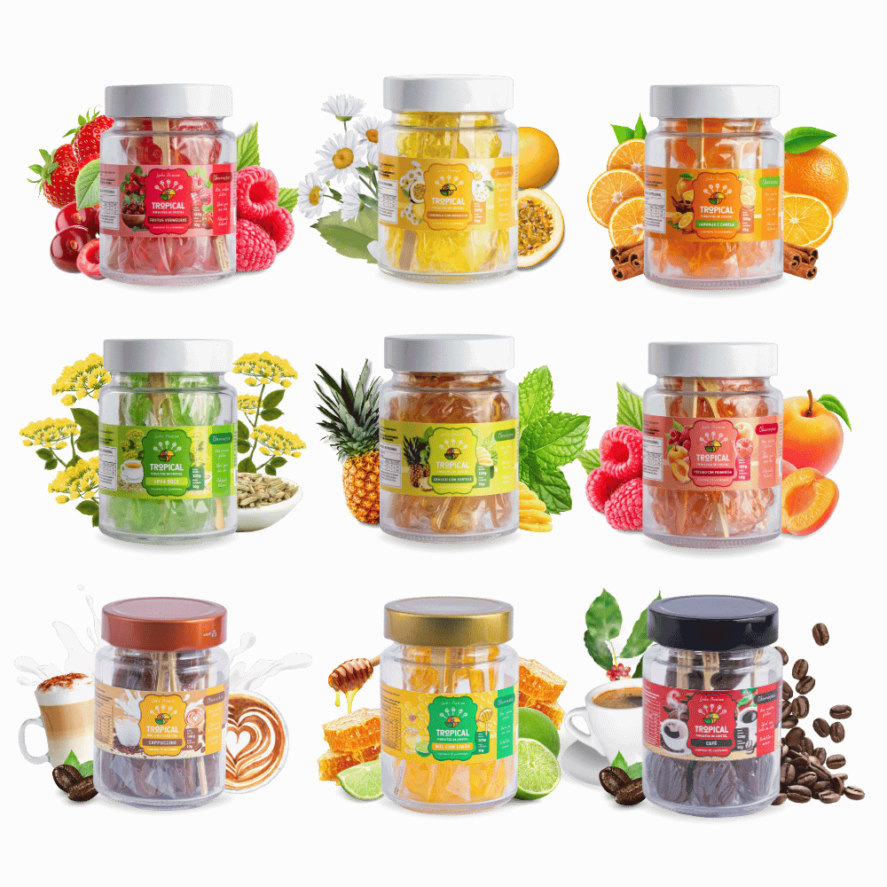 Pote: 12 Pirulitos Cristal (Sem Açúcar) para Café e Chá - 120g