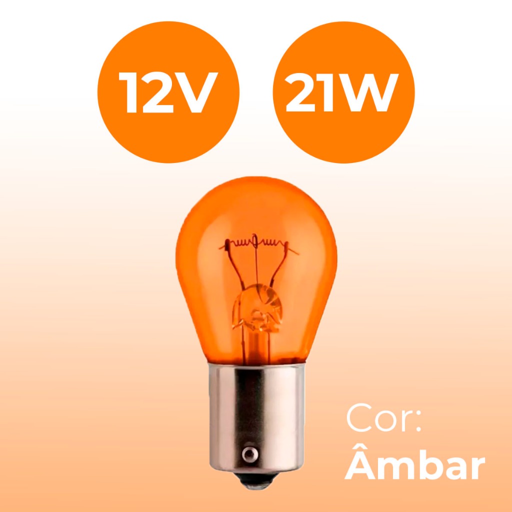 Detalhes do Caixa Kit 10 Uni Lâmpadas Pisca 12V 21W Âmbar 1056 Halógeno PY21W