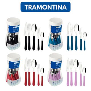 JOGO DE TALHERES FAQUEIRO TRAMONTINA  20 PEÇAS  AÇO INOX-LEME