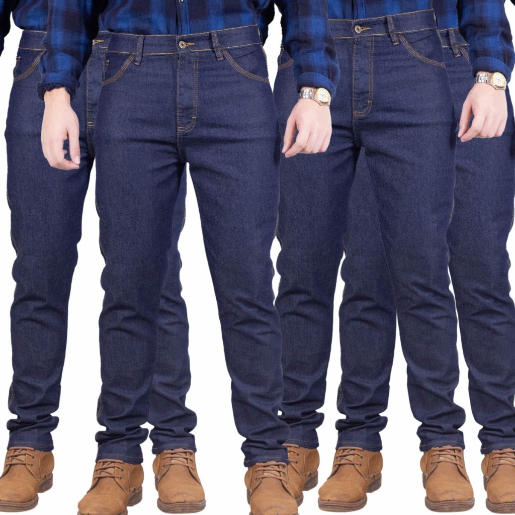 Kit Com 5 Calças Jeans Masculina Original Elastano Lycra laicra Trabalho Passeio Barata Pr...
