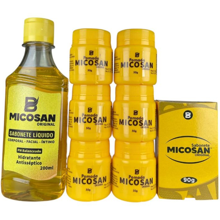 Micosan pomada 6 unidades 1 sabonete barra e 1 sabonete líquido kit clareador de manchas escuras em Oferta na Shopee