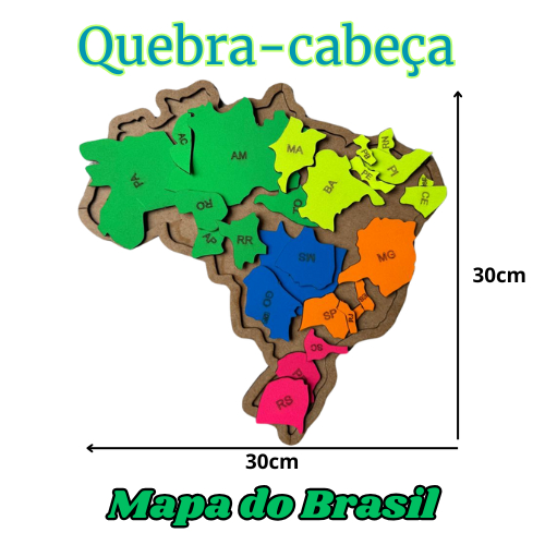 Quebra Cabeça Brinquedo Educativo / Pedagógico Mapa do Brasil dividido em Estados