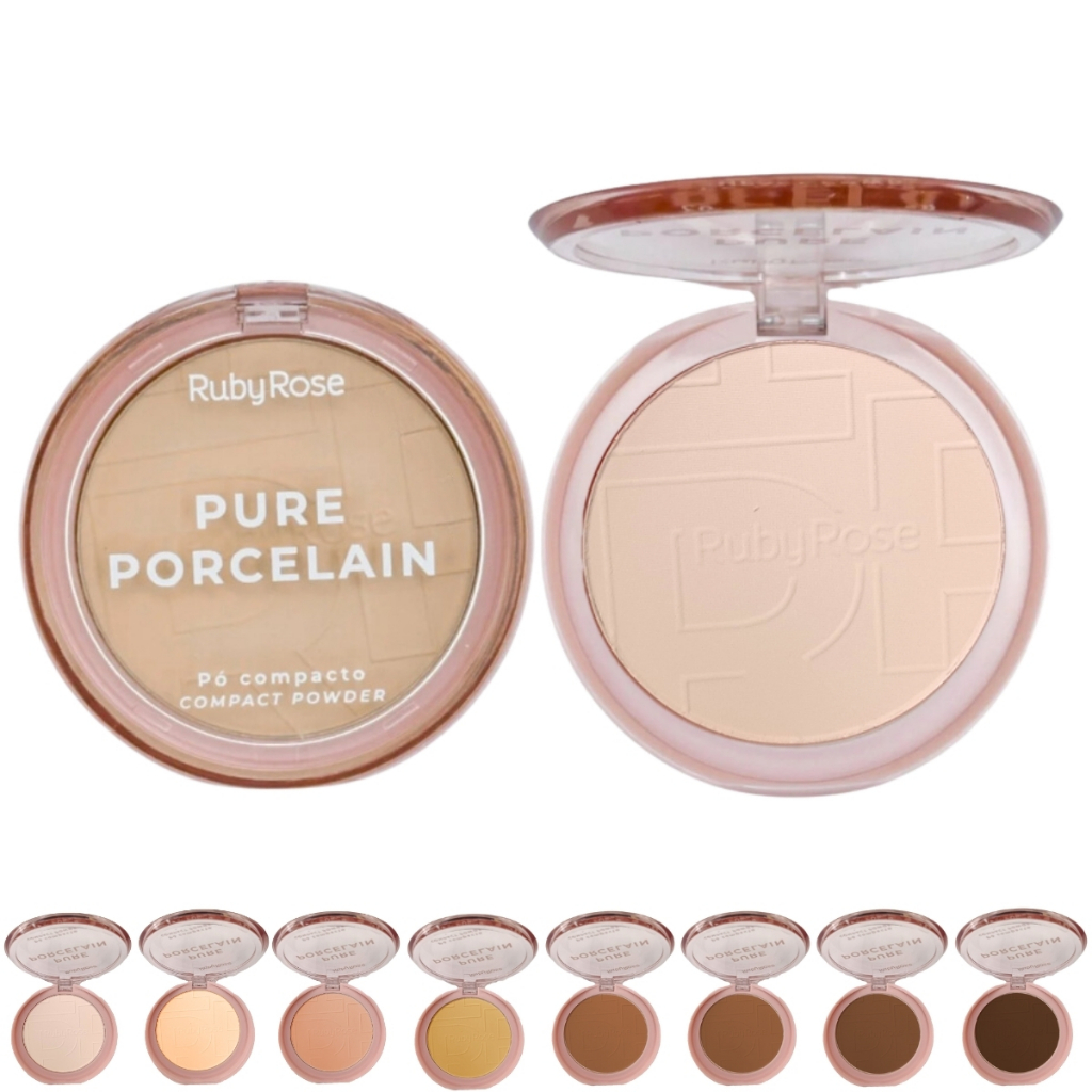 Pó Compacto Ruby Rose Pure Porcelain Acabamento Leve