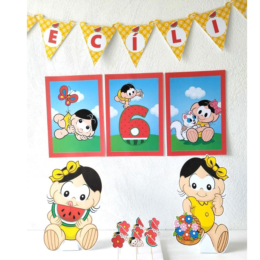 Kit festa Magali baby, Decoração só um bolinho personalizado para aniversário e mesversário Magali.