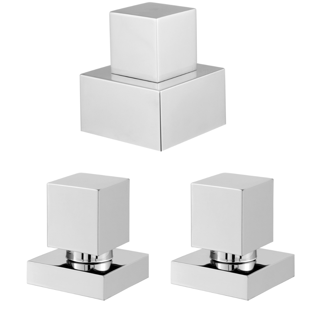 Kit 2 Acabamento Quadrado P/ Registro ½ Ou ¾  + 1 Acabamento Quadrado 1.1/2  Padrão Deca Metal Cromado Potenza