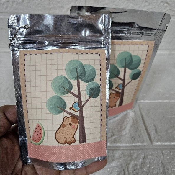 saquinho  metalizado Capivara personalizado ziplock /Lembrancinha de festa Personalizada capivara aniversário capivara